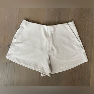 Lululemon ribbed softstreme high rise shorts- size 10, beige
